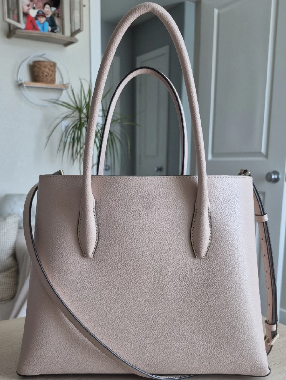Kate Spade Medium Eva Satchel Pebbled Leather Tote Bag in Light Blush - Picture 3 of 9